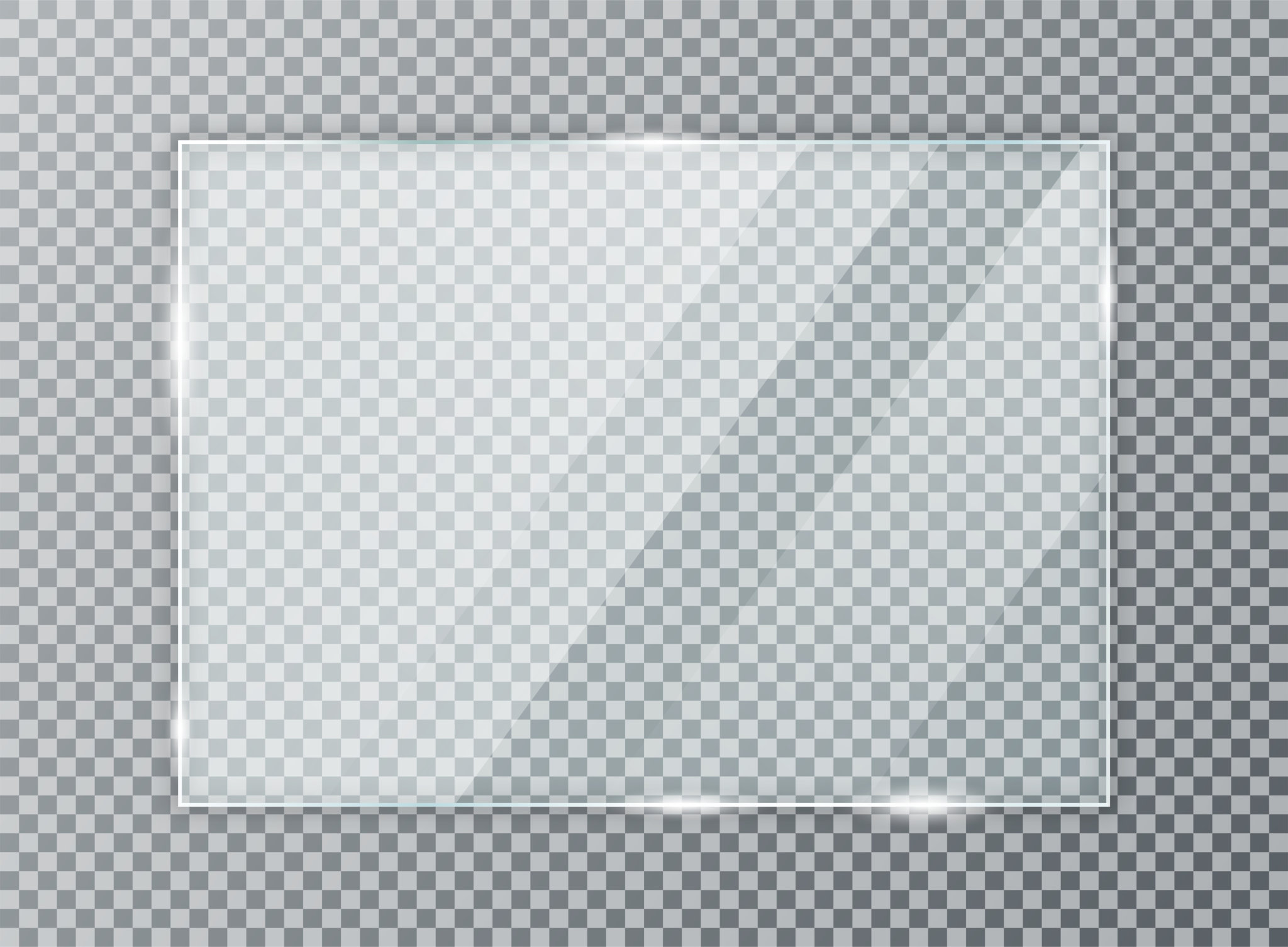 Glass plate on transparent background. Acrylic and glass texture with